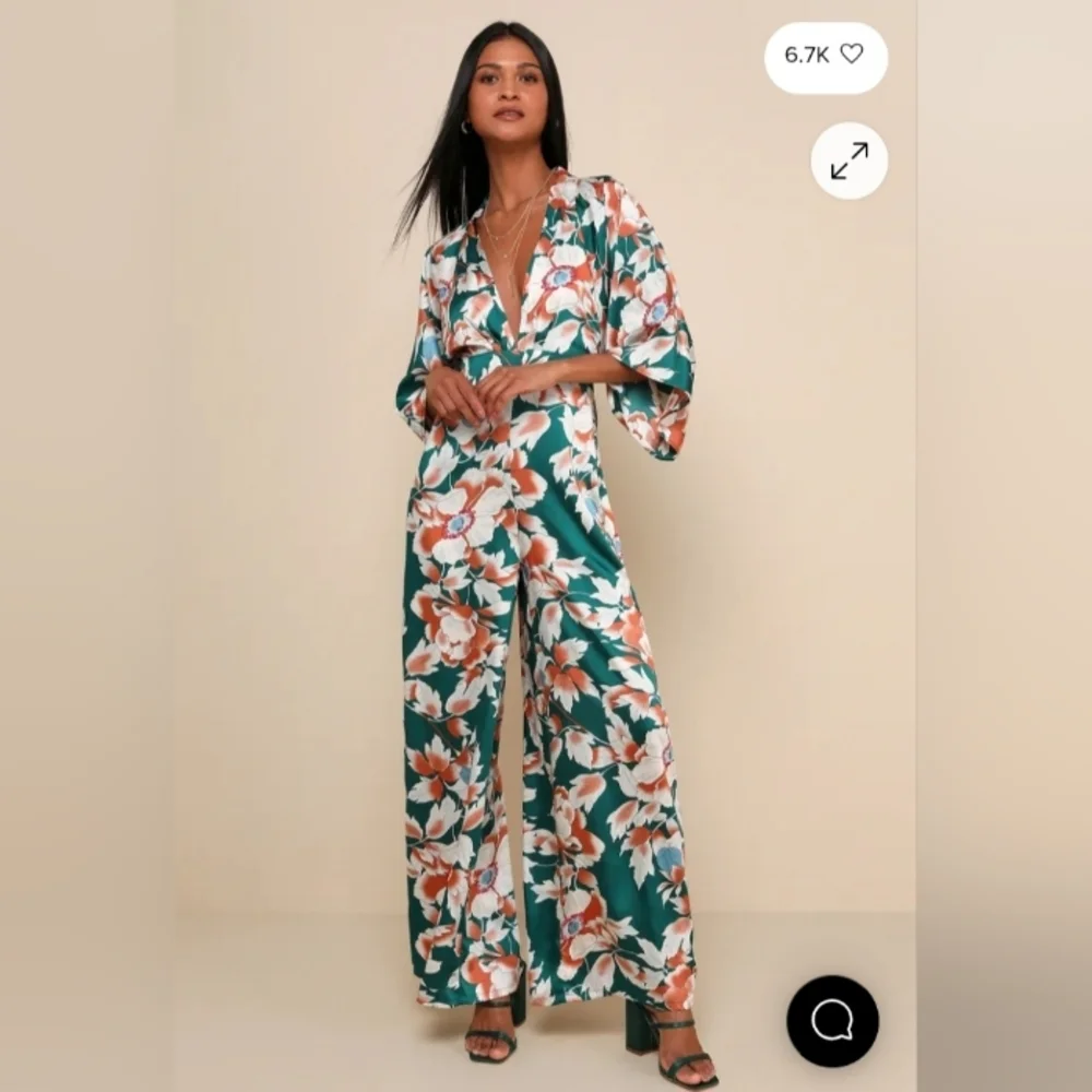 Lulu's Teal and Cream Floral Long Sleeve Dress